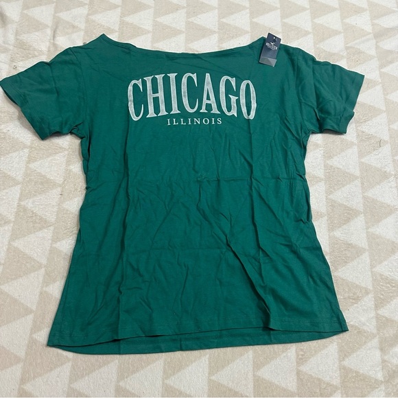 Chicago oversized off shoulder graphic tee emerald - Picture 3 of 5